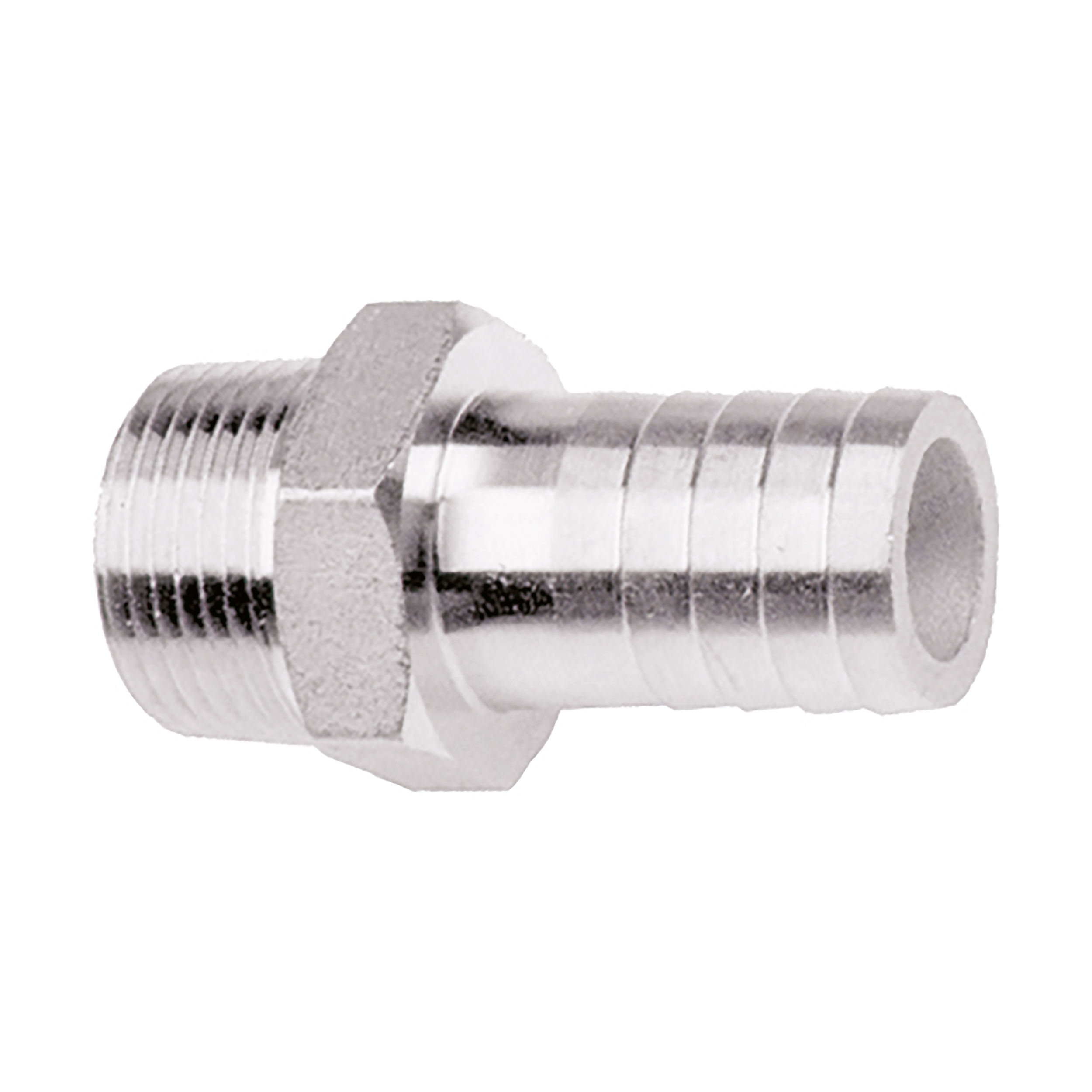 Threaded hose connector stainless steel V4A, thread: R⅛ male (conical male thread acc. to ISO 7/1), Ø7 mm, length: 36 mm