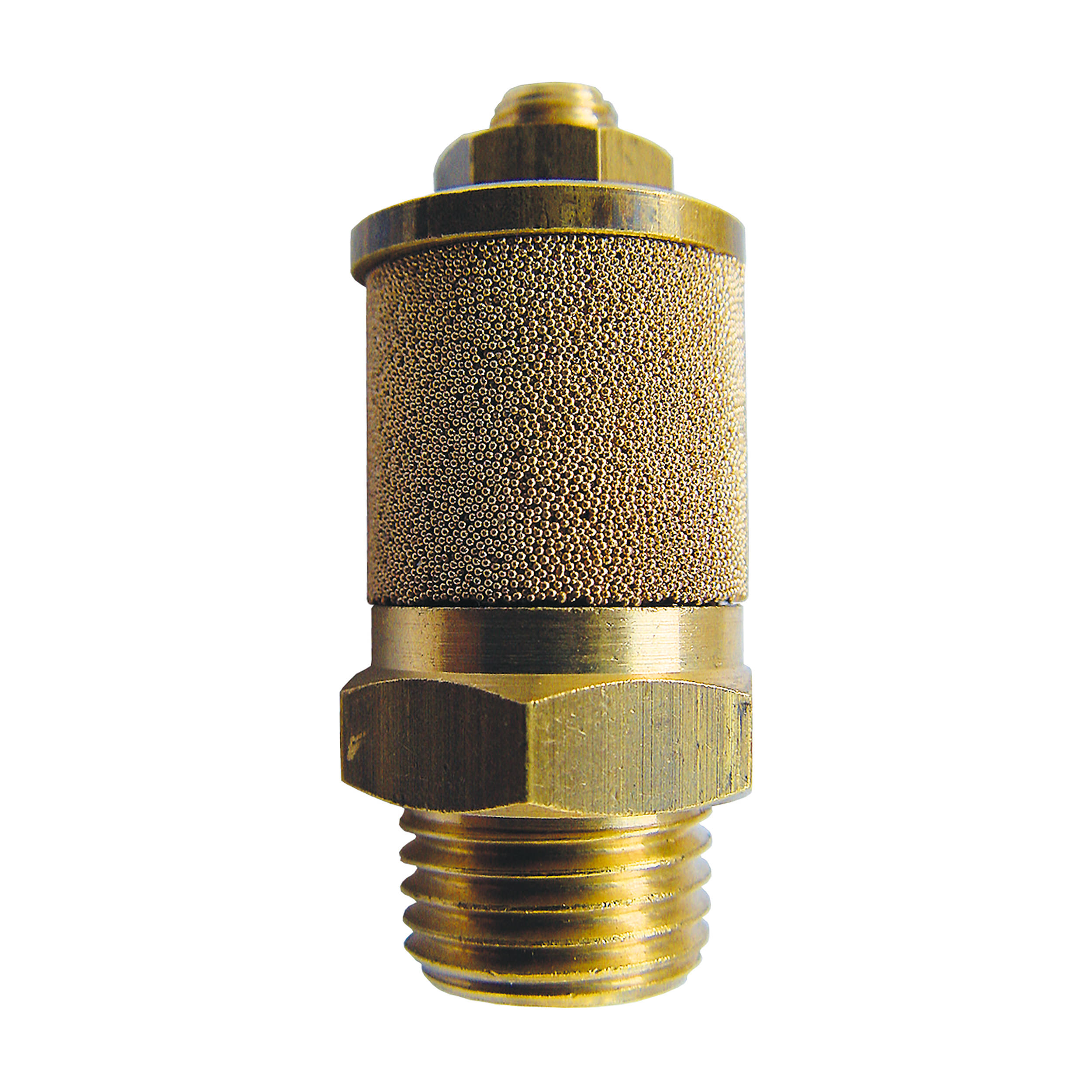 Silencer, throttle type, adjustable, hexagon (brass), lockable with counter nut, filter pore size: 50 µm, G⅛, L: 44 mm, AF 16
