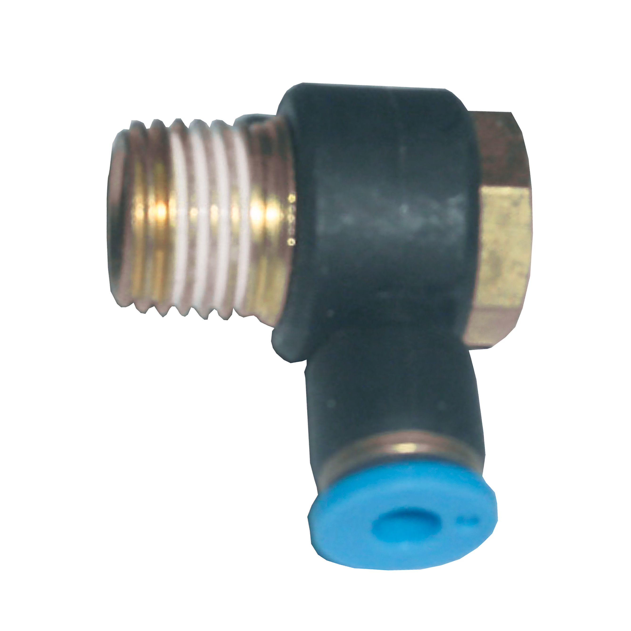 Push-in T-fitting, G⅛ male-female, hose-Ø4, B(L): 24 mm, AF 10 mm, MOP 145 psi, rotatable, cylindrical thread w. embedded o-ring