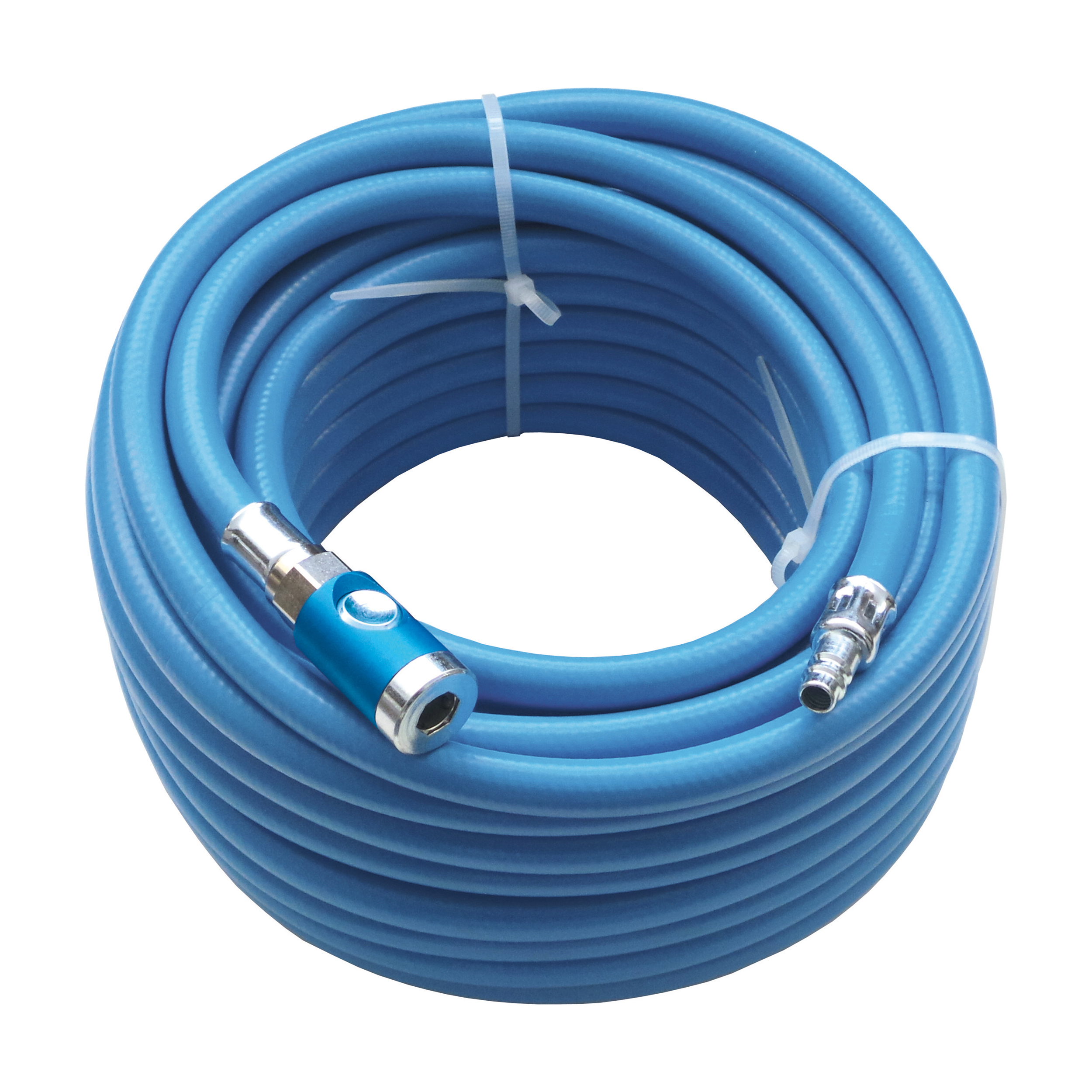 PVC compressed air hose SOFT, Ø9 × 2,75 mm, BR: 32 mm, L: 5 m, assembled completely, DN 7.4 push button safety coupling and plug