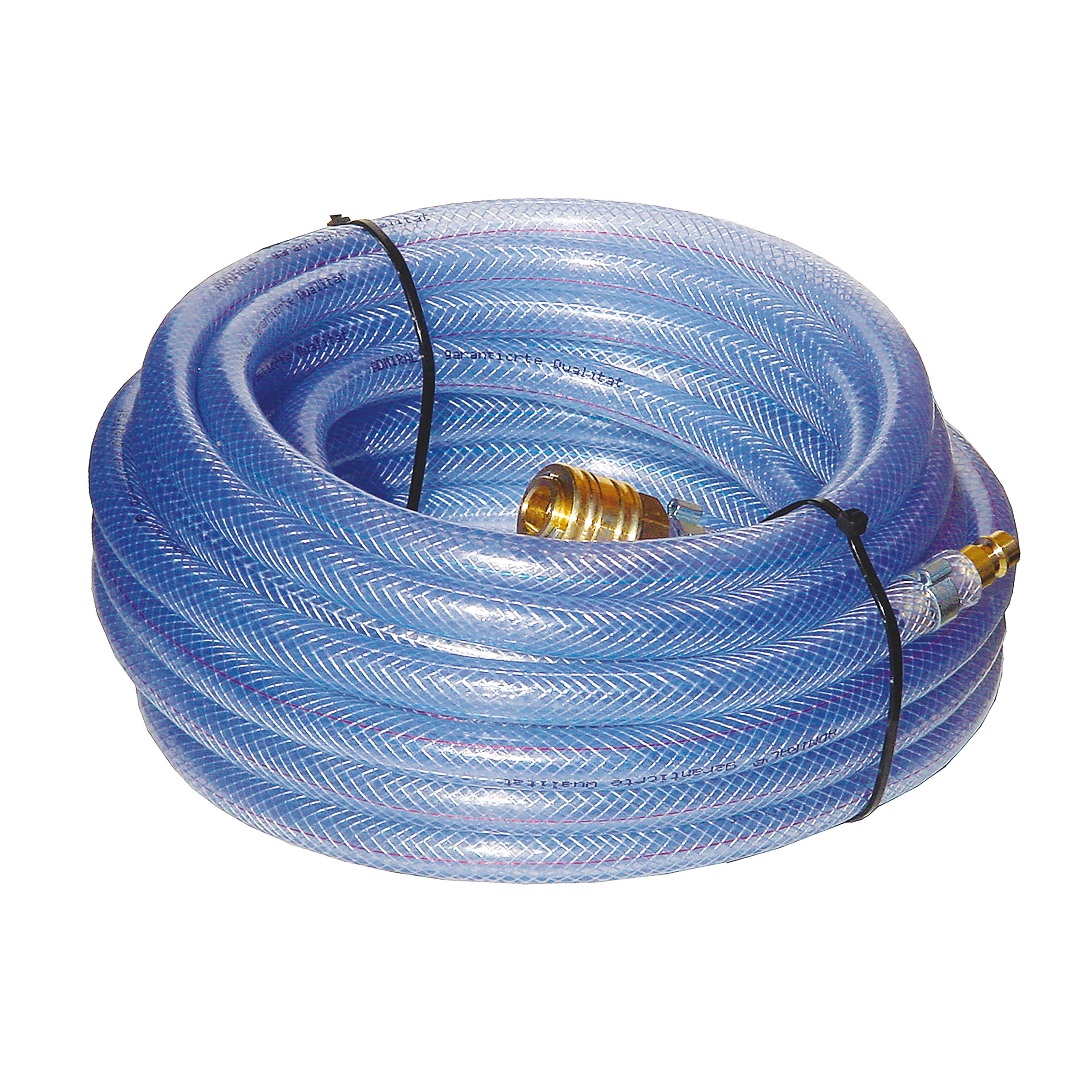 PVC fabric hose, length: 5 m, DN × s: Ø6 × 3, pressure/20 °C: 363 psi, burst pressure: 1088 psi, with coupl. and plug DN 7.2