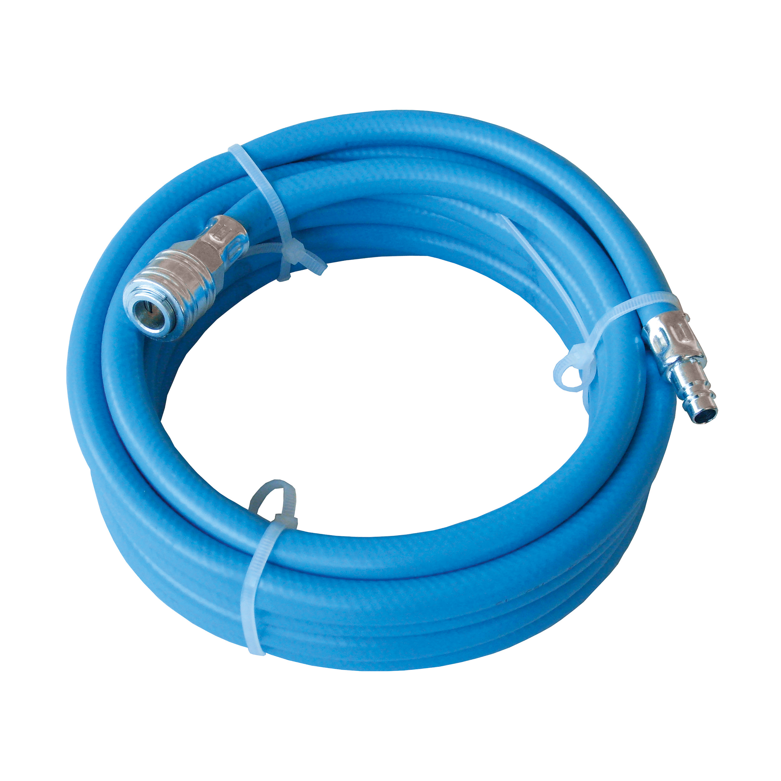 PVC compressed air hose SOFT, Ø9 × 2,75 mm, MBR: 32 mm, L: 5 m, assembled completely with a DN 7.2 coupling and steel plug
