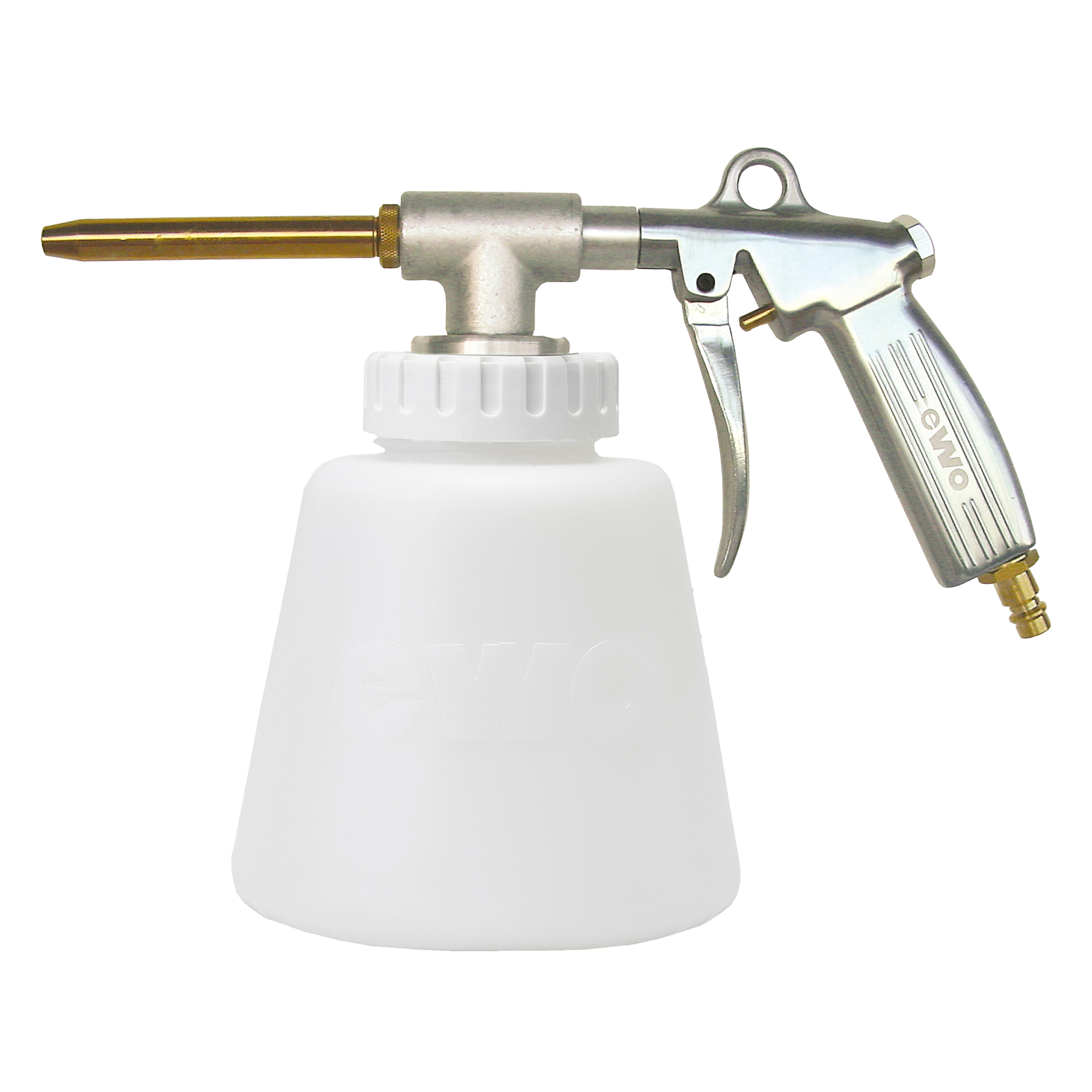 Underbody spray gun, spray pipe: Ø6.0 mm, adjustable, straight; plastic bowl: hostalen, 0.7 l; coupling plug DN 7.2, MOP 145 psi