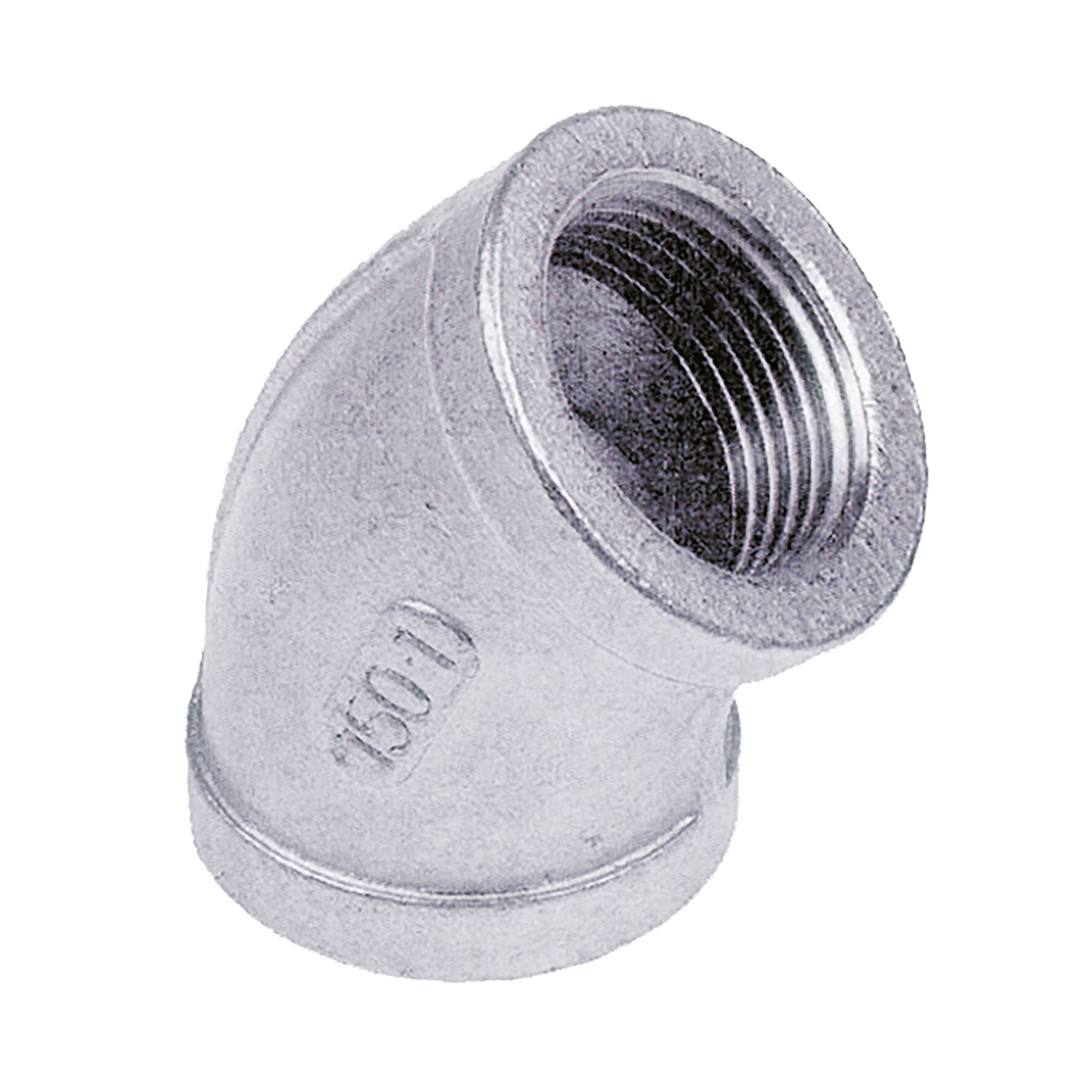 Elbow 45° stainless steel, V4A, connection: G⅛ female (female: cylindrical/DIN ISO 228) dimensions: length: 8 mm, DN 6, Ø15 mm