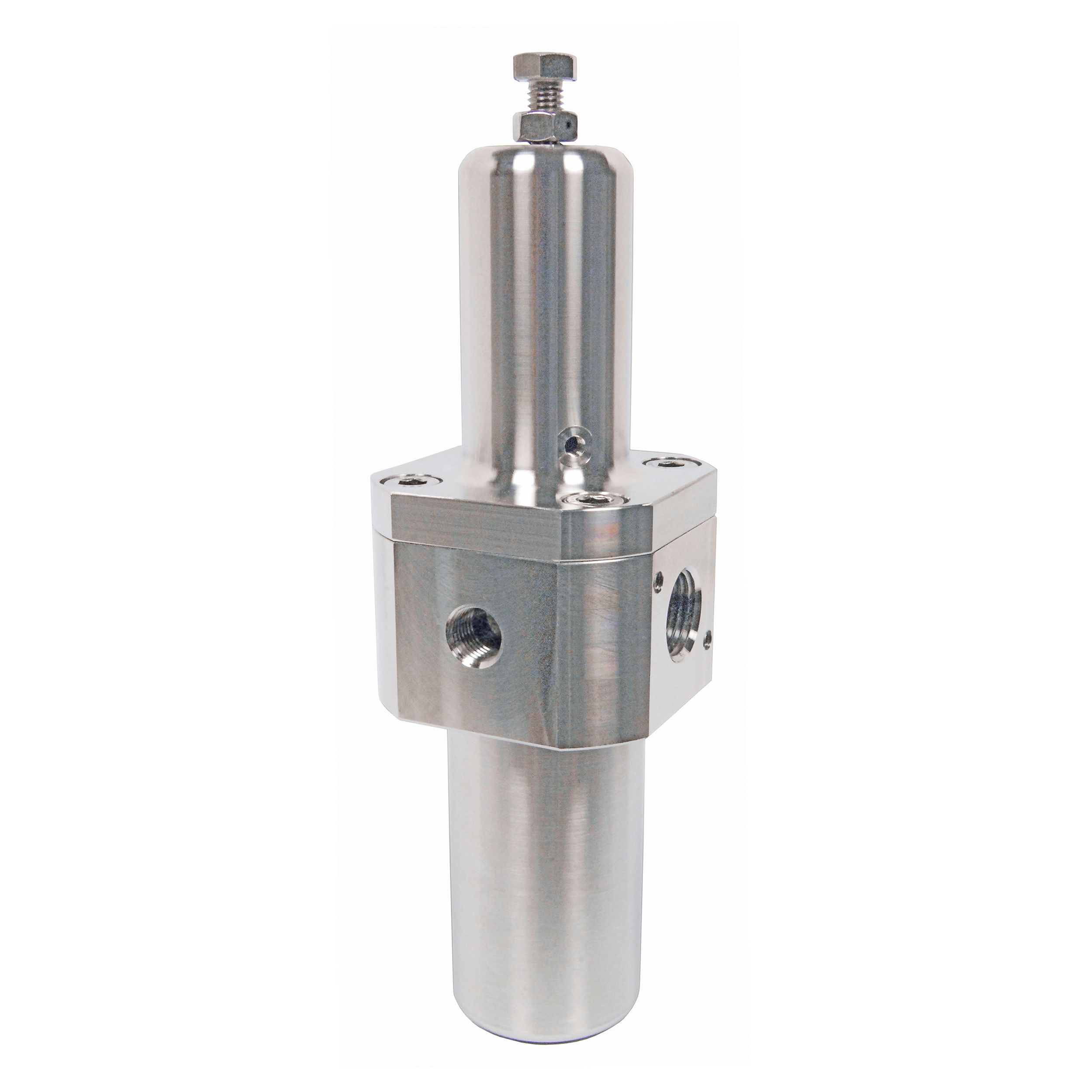 Filterdruckregler Typ 690 Edelstahl, ohne Manometer, BG 20, G¼, 1,0–15 bar, Handablassventil am Behälter, QN: 3.000 Nl/min