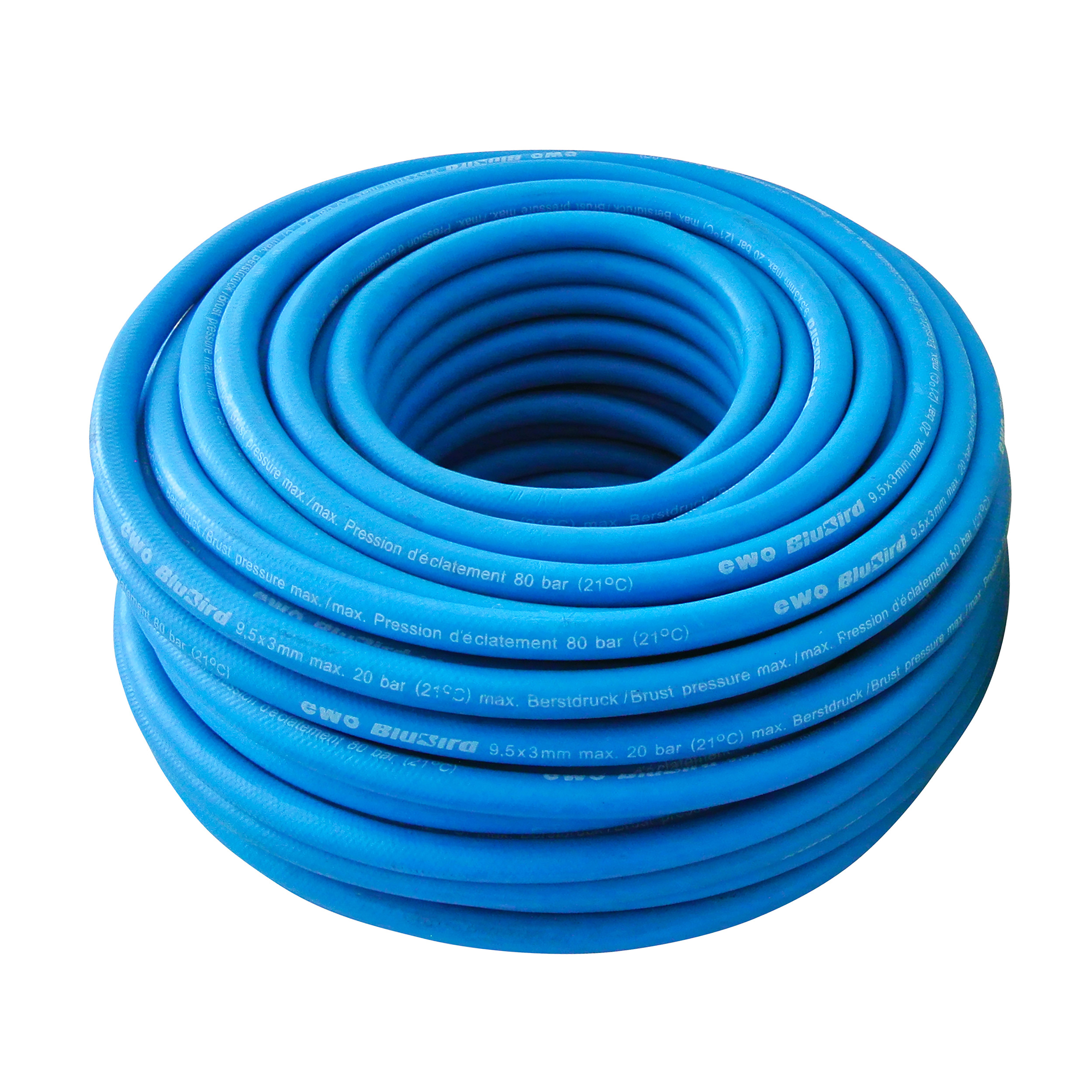 Premium full rubber hose BluBird, hose inner-Ø (DN) × wall thickness (mm): Ø6 × 3 mm, MOP: 290 psi, length: 50 m, full roll