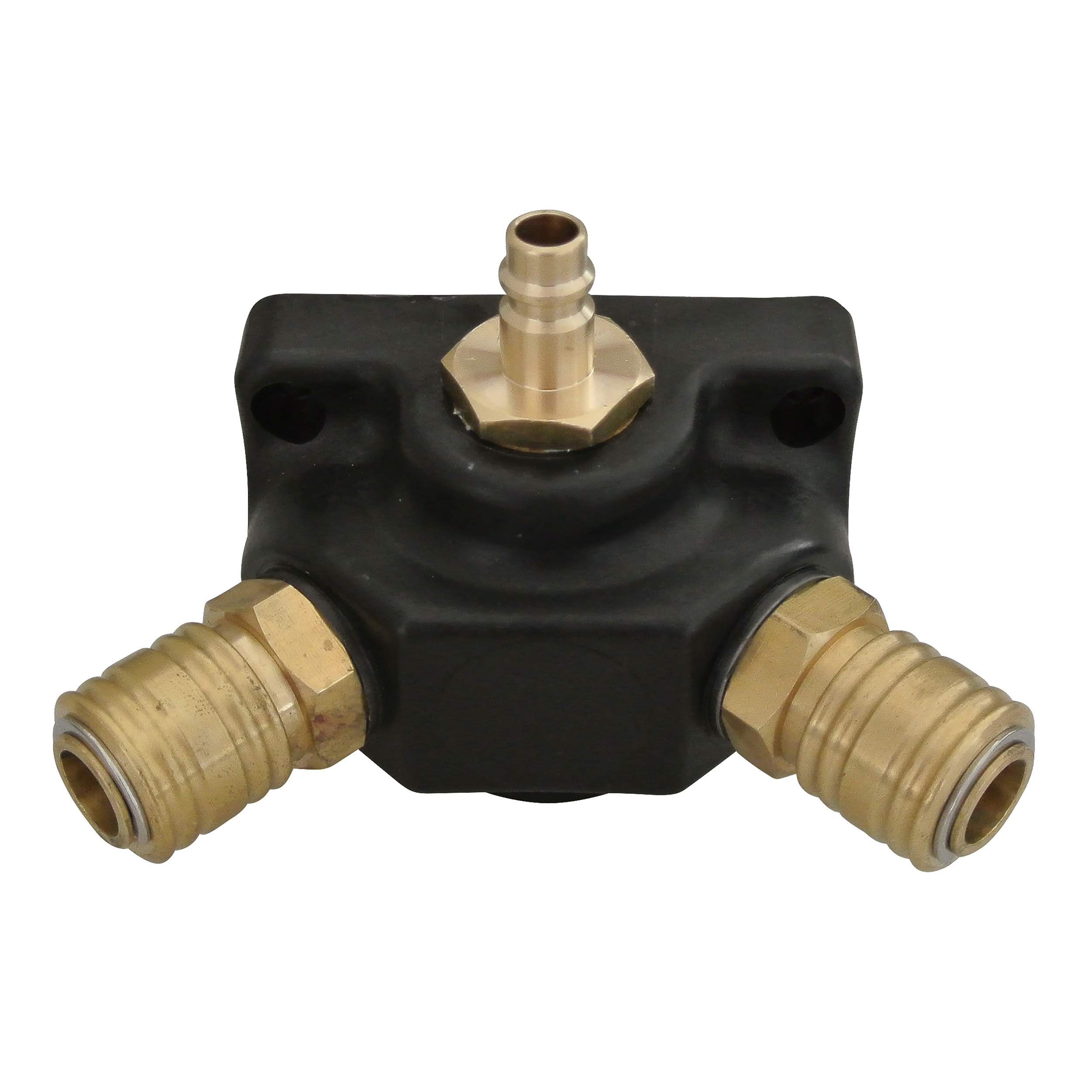 Distributor block, 2 MS-coupling, DN 7.2 coupling plug, L: 85 mm, H: 60 mm, mounting holes distance: vert.: 44 mm, horiz.: 70 mm