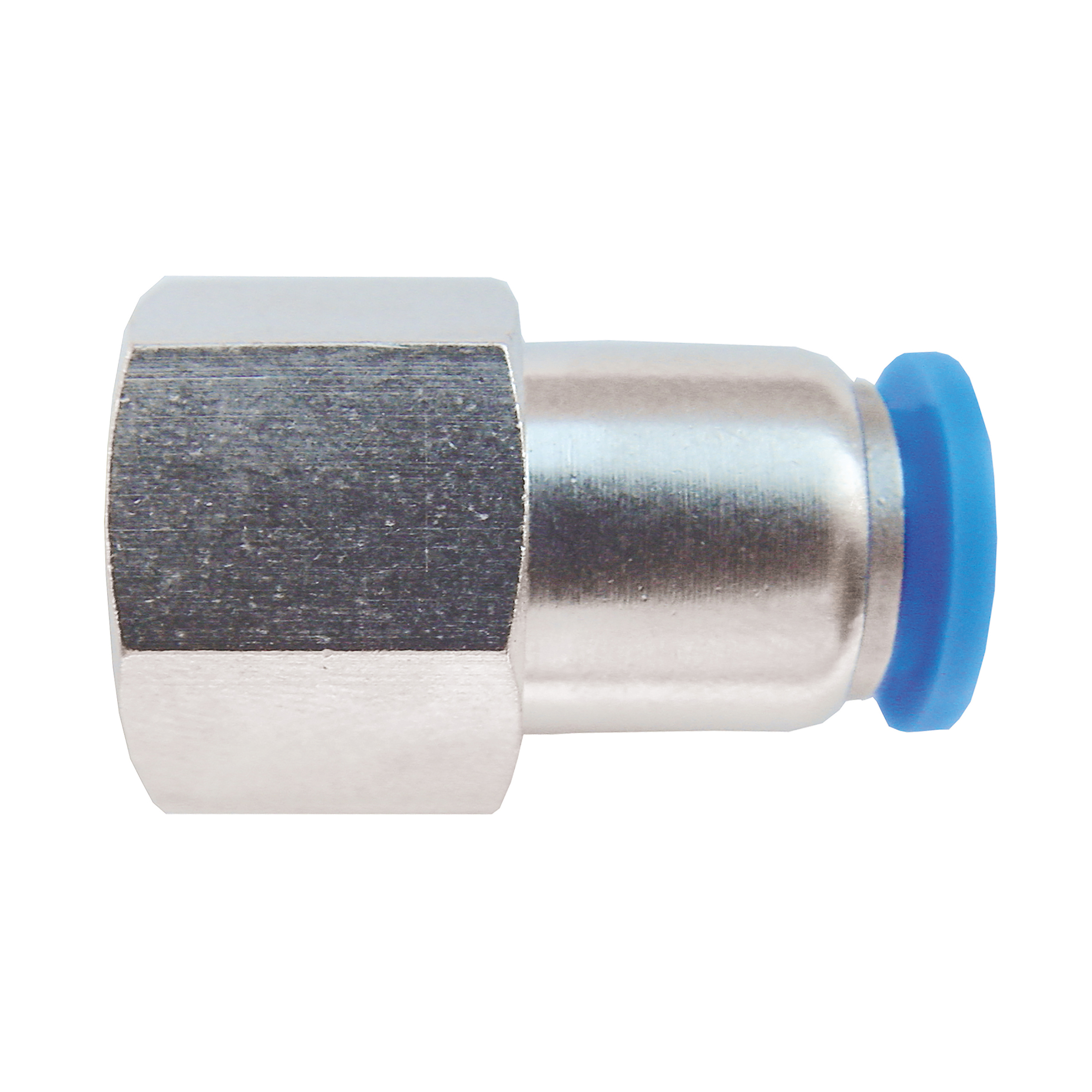 Push-in fitting, G¼ female, tubing-Ø4 mm, B(L): 26 mm, AF 14 mm, max. operating pressure 145 psi, cylindrical thread w. o-ring