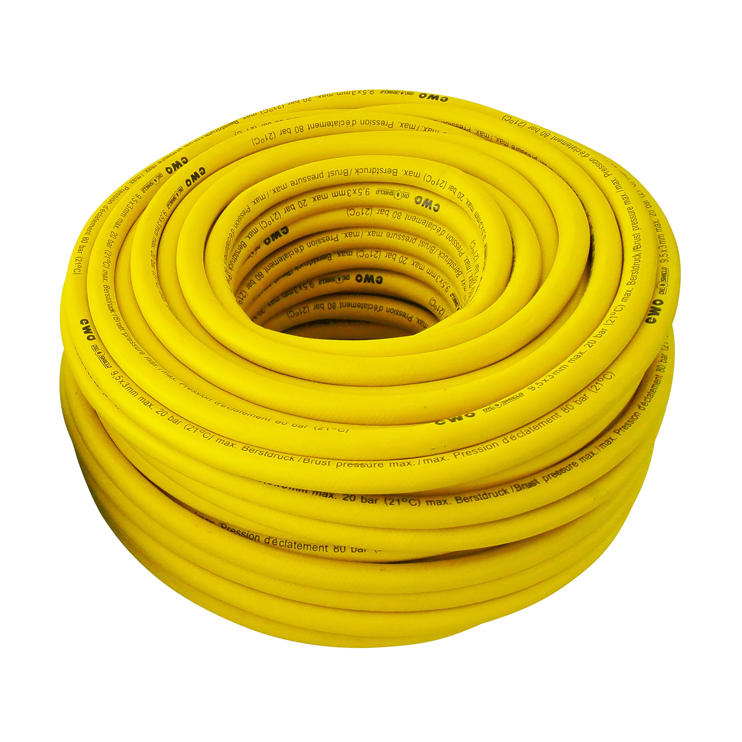 Premium full rubber hose Oilshield, hose inner-Ø (DN) × wall thickness (mm): Ø9.5 × 3 mm, MOP: 290 psi, length: 50 m, full roll