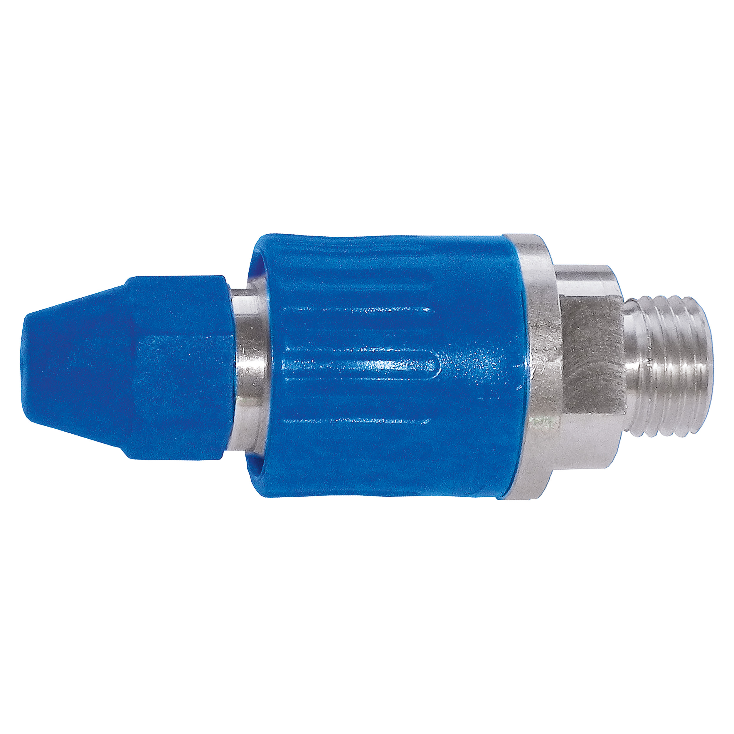 Adjustable air-saving nozzle, connection thread: M12 × 1.25, length: 57 mm, MOP 145 psi/10 bar, aluminium, POM, blue