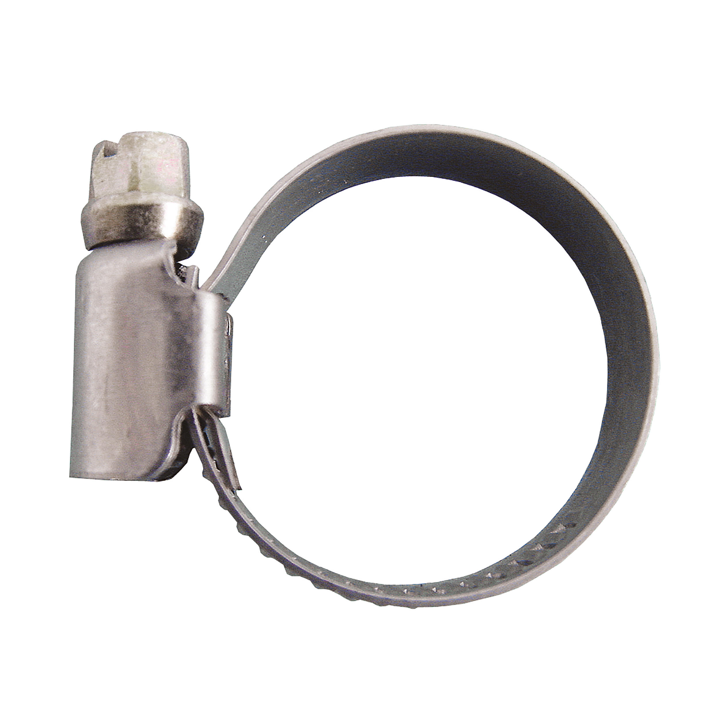 Hose clamp w. worm drive, strip/housing made of stainless steel