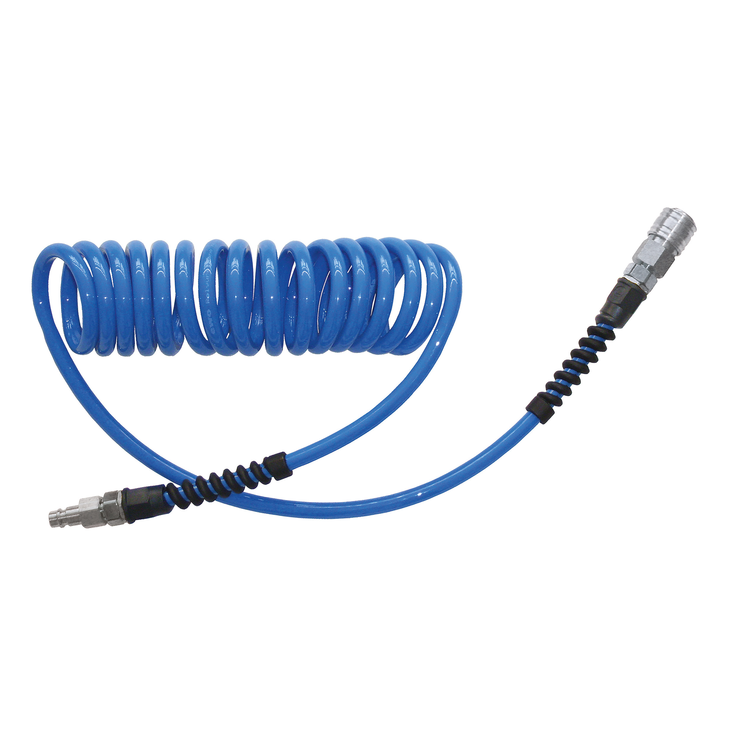Spiral hose, PU, hose-Ø D × d (mm): 8 × 5, working length: 3 m, outer-Ø: 40 mm, WP at 21 °C: 261 psi, DN 7.2 coupling/plug