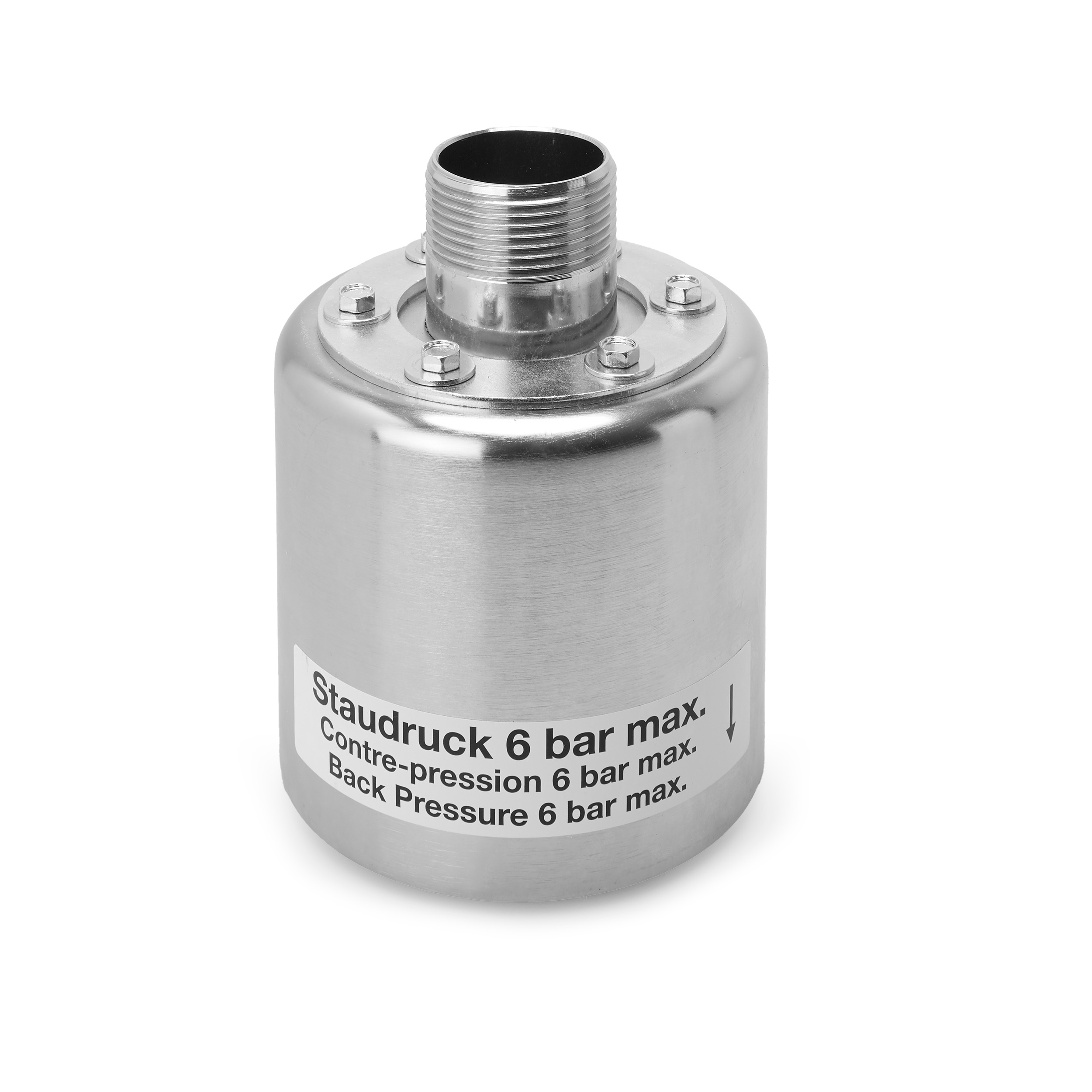 Safety silencer, sound level: 87 dB(A), pressure reduction time at V=5 litre: 93 ms, Ømax: 200 mm, connection thread: G1½
